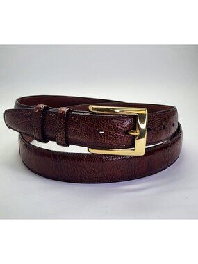 Torino Elite Men's Brown Ostrich Leather Belt Brass Buckle Size 42